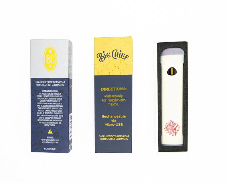 BIG CHIEF – DISPOSABLE RECHARGABLE VAPE CARTS – 100% LIVE RESIN – 1GM (1000MG) - Image 2