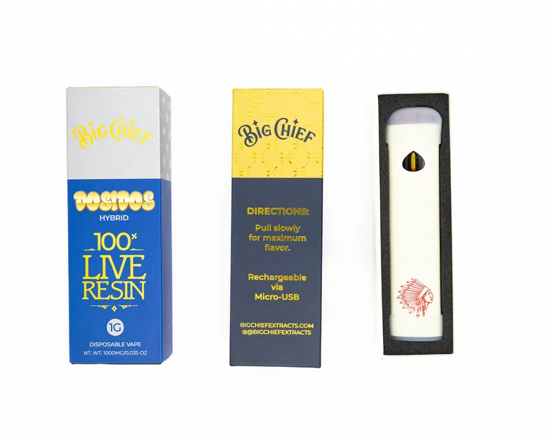 BIG CHIEF – DISPOSABLE RECHARGABLE VAPE CARTS – 100% LIVE RESIN – 1GM (1000MG) - Image 3