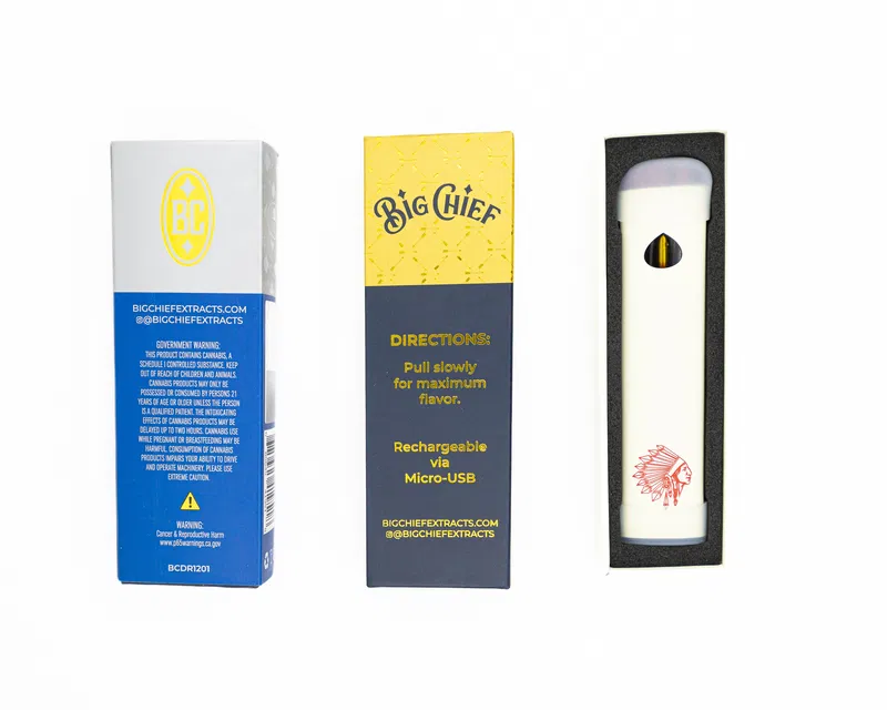 BIG CHIEF – DISPOSABLE RECHARGABLE VAPE CARTS – 100% LIVE RESIN – 1GM (1000MG) - Image 4
