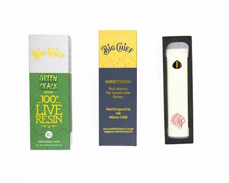 BIG CHIEF – DISPOSABLE RECHARGABLE VAPE CARTS – 100% LIVE RESIN – 1GM (1000MG) - Image 5