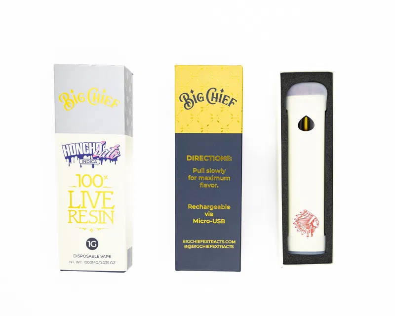 BIG CHIEF – DISPOSABLE RECHARGABLE VAPE CARTS – 100% LIVE RESIN – 1GM (1000MG) - Image 9
