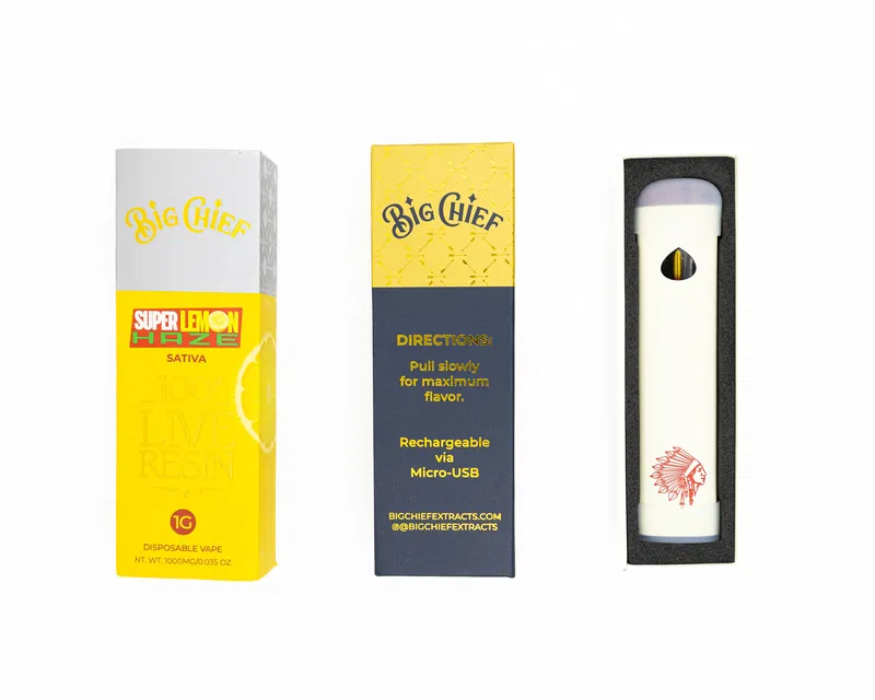 BIG CHIEF – DISPOSABLE RECHARGABLE VAPE CARTS – 100% LIVE RESIN – 1GM (1000MG) - Image 14