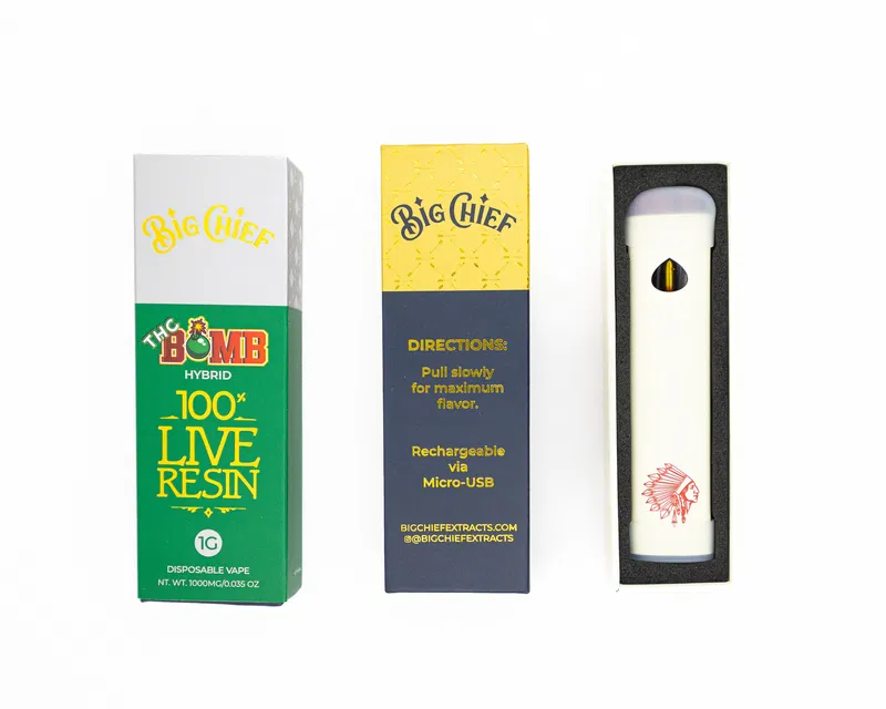 BIG CHIEF – DISPOSABLE RECHARGABLE VAPE CARTS – 100% LIVE RESIN – 1GM (1000MG) - Image 16