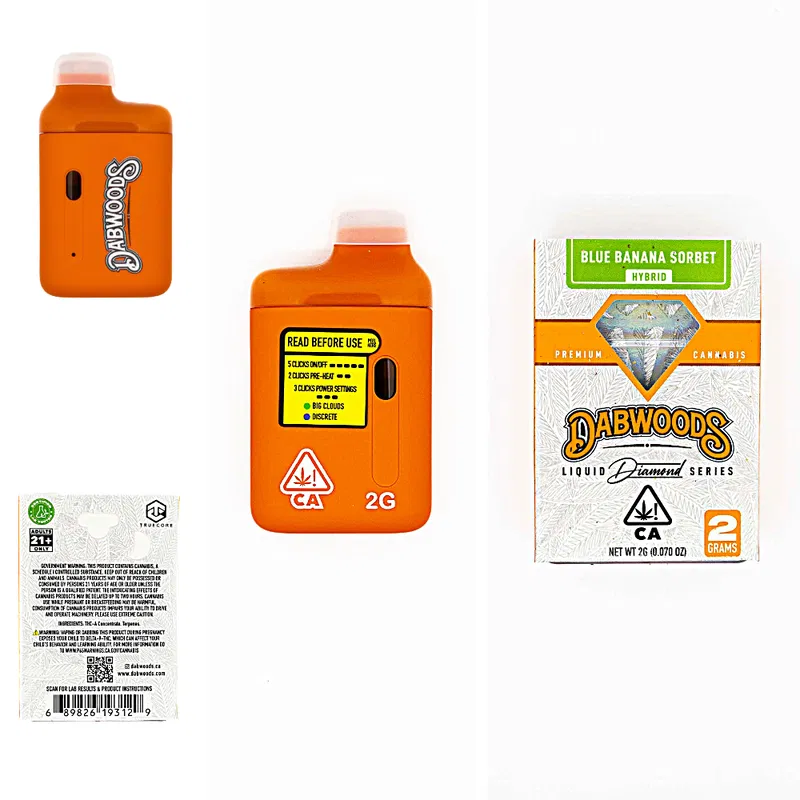 DABWOODS – DISPOSABLE RECHARGEABLE VAPE CARTS – W/ LIQUID DIAMONDS – 2GM