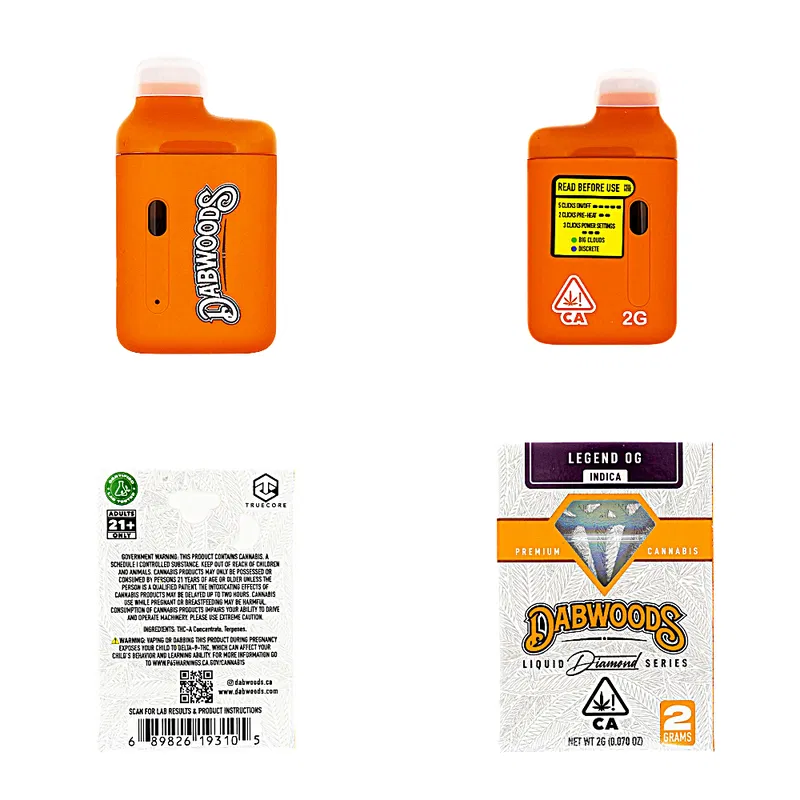 DABWOODS 2G Disposable Vape – Liquid Diamonds - Image 3